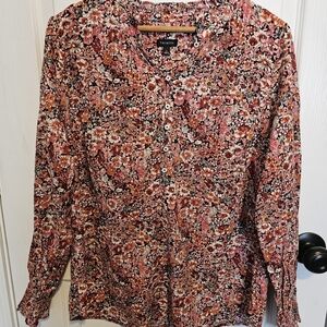 Talbots Raffle Neck Blouse - Floral Lattice